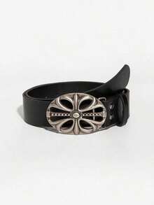 1pc Vintage Floral Embossed Western Cowgirl Style Belt For Women Halloween Summer, School Fall, Autumn, Halloween - 黑色 - 查看 6