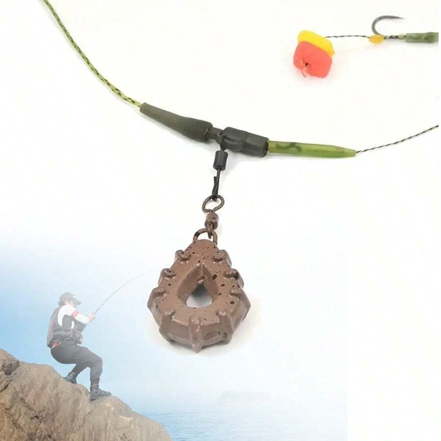 1个旋转防鱼眼形铅坠，50克/60克/80克/100克可选，椭圆形涂层表面，空心鲤鱼铅坠，适用于慢速释放饵，适配任何夹子，情人节钓鱼配件