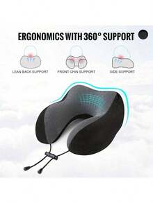 U-Shaped Travel Pillow With Hood - Adjustable, Portable Neck Support Fit For Airplane & Home Use, Medium Soft, Washable Cover - 粉色 - 查看 3