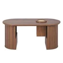 Modern Retro Style Coffee Table, Walnut Coffee Table With Vertical Texture, Dimensions: 105 Cm (Length) X 50 Cm (Width) X 46.5 Cm (Height). - Maroon - View 4