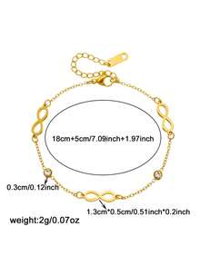 1 chiếc mặt dây chuyền hình tròn đính kim cương, kiểu dáng thời trang, đơn giản, thường ngày, khoét rỗng, mạ vàng, mặt dây chuyền hình biểu tượng vô cực, dây chuyền trang sức bằng thép không gỉ. - Vàng - Xem 4