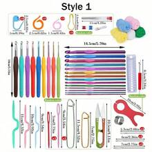 Kit de Ganchillo DIY con Hilo y Ganchos, Juego de Manualidades de Ganchillo Completo para Principiantes y Aficionados, Kit de Tejido para Proyectos Hechos a Mano, Kit de Iniciación al Ganchillo con Accesorios y Bolsa de Almacenamiento - A - Ver 2