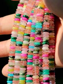 5*8毫米天然石抛光糖果色隔珠，适合DIY首饰制作，例如项链和手链。 - 彩色 - 查看 8