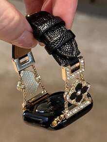 黑色 金扣[四葉草拼皮]