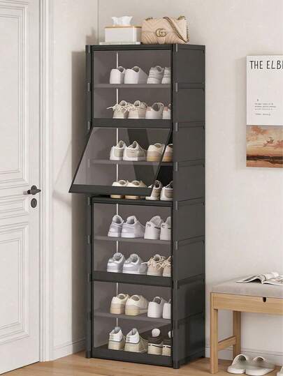 Tủ đựng giày ở lối vào, kệ lưu trữ hành lang nhiều tầng, tủ đựng giày chống bụi đơn giản, kệ đựng giày có nắp đậy, tủ đựng giày cửa lật trong suốt, có thể đựng túi xách, sách, quần áo, đồ chơi, tủ lưu trữ chống bụi đặt sàn, kệ lưu trữ nhiều tầng.
