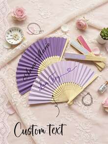 Quạt cầm tay bằng vải trắng, nan tre, in tên/họa tiết theo yêu cầu, quà tặng tiệc cưới, quạt giấy và tre cá nhân hóa, màu trắng/hồng/đen, quà tặng tiệc độc thân, quà tặng ngày lễ cho phụ nữ, quà cưới, sinh nhật, tiệc mừng em bé, cô dâu - Nhiều màu - Xem 5
