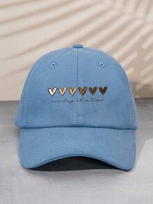1pc Outdoor Printed Heart Gradient English Letter Adjustable Baseball Cap, Sunblock Casual Hat Suitable For Spring And Autumn Travel, Beach Holiday, For Women, Y2K Style, Valentine's Day Valentines - A - 查看 13