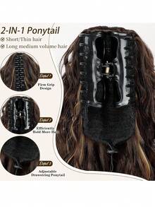 Ponytail Extensions, 30 Inch Gradient Gray Ponytail Extensions, Suitable For Women's Multi-Layer Fluffy Thick Wavy Chin Clips, Fake Ponytail Soft Synthetic Hair Extensions - Multicolor - View 6