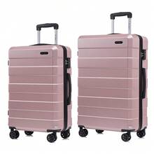 YONSLY Koffer Set 2-teilig 24/28 Zoll mit TSA Zollschloss YKK Reißverschluss 4 Leise 360°-Rollen Doppelt Verwendbarer Reißverschluss Netztasche Hartschalenkoffer für Urlaub Familienausflüge und Pärchenreisen - Roségold - Übersicht 9