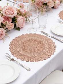 1/4/6pcs Minimalist Wave Pattern PVC Gold Foil Placemats, Hotel & Restaurant Decor Heat Insulation Non-Slip Table Mats, Suitable For Wedding, Party, Valentine's Day, Holiday Celebration, Picnic, Birthday Banquet Table Decoration - Multicolor - View 5
