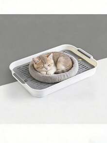 1pc PP Material Double-Layer Litter Box, Pet Toilet, Removable & Washable With Drainage Hole, Suitable For Cats, Small Dogs, Rabbits, Guinea Pigs And Other Small Animals, All Season Use - Multicolor - View 1