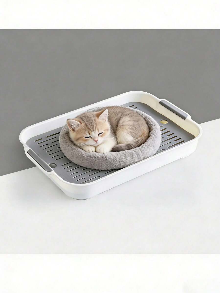 1pc PP Material Double-Layer Litter Box, Pet Toilet, Removable & Washable With Drainage Hole, Suitable For Cats, Small Dogs, Rabbits, Guinea Pigs And Other Small Animals, All Season Use - Multicolor - View 1