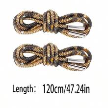 2条120厘米奢华水晶鞋带，圆形水晶鞋带/帽带，时尚闪亮，水晶抽绳运动鞋带，休闲鞋带 - 白色 - 查看 32