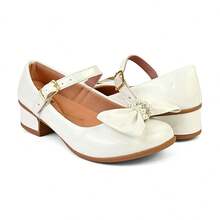 Girls' Heeled Ballet Flats, Sizes 28 To 36, Direct From The Factory, Super Comfortable 101-503 - White - View 3
