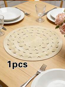 1/4/6pcs Faux Rope PVC Gold Foil Placemats, Hotel Restaurant Decor Heat Insulation Non-Slip Tablemats, Suitable For Wedding Party, Christmas, Valentine's Day, Holiday Celebration, Picnic, Birthday Banquet Table Decoration - Multicolor - View 11