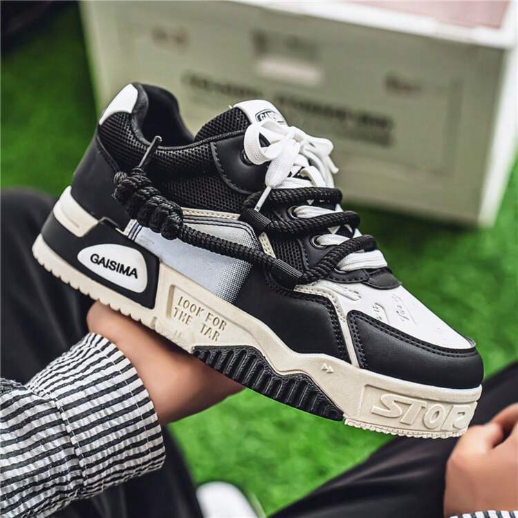 2026 Nuevos tenis con suela gruesa para hombres, zapatos casuales para hombres, zapatos deportivos casuales de moda para exteriores, zapatos deportivos y casuales ligeros, cómodos y antideslizantes con cordones, multifuncionales - Negro - Añade 1