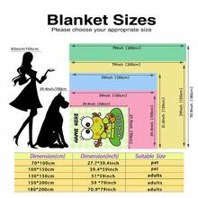 SANRIO Personalized Big Eye Frog Pattern Blanket - Customized Name, One Green Little Frog, Overall Soft And Cute Style, Soft Flannel Blanket, Warm And Comfortable Gift For Family And Friends, Suitable For Home Decor Or Holiday Occasions - Multicolor - View 5