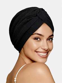 1pc Women's Ribbed Criss-Cross Elastic Hat, Retro Fashion Hat Headscarf, Suitable For Daily Use - Multicolor - View 17