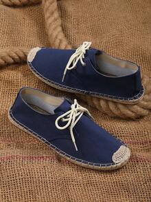 男士系带透气吸湿防滑编织渔夫鞋 - 藍色 - 查看 5