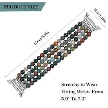 1pc Beaded Strap, Suitable For Galaxy Watch 8, 1pc Natural Stone Agate Strap, Fashionable For Galaxy Watch 8 40mm/44mm, Replacement Band Suitable For Men And Women, Fits 5.5-6.5 Inch Wrists - Dark Green - View 5