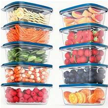 6pcs Transparent Plastic Food Storage Containers With Blue Stackable Lids, Reusable Kitchen Storage Boxes For Rice, Grains, Meat, Fruits And Vegetables, Stackable Space-Saving Food Containers, Microwave And Dishwasher , Airtight Fresh-Keeping Organizer For Kitchen And Home Use, Great For National Day, Bathroom, Scalp Massage, Back To School, Travel Vacation And Daily Life, Holiday Gift For Family And Friends - Multicolor - View 5