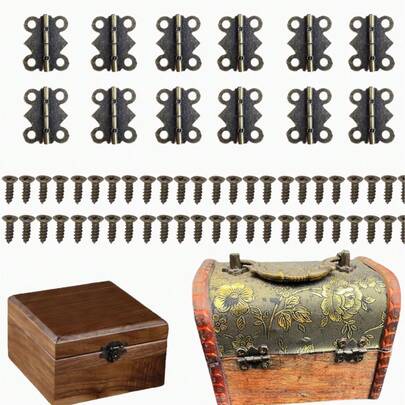 复古青铜蝴蝶铰链，带螺丝，适用于橱柜、工艺品、珠宝盒、礼品盒、五金配件。180°复古青铜蝴蝶铰链，带螺丝，适用于装饰和钉装于橱柜、工艺品、木制珠宝盒、礼品盒、五金柜上。