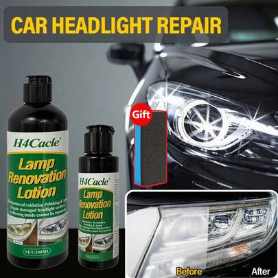 H4Cacle 1set Car Headlight Restoration Kit Car Headlight Refurbished Repair Liquid, No Need To Polish, Car Headlight Shell Aging Cleaning Agent, Lampshade Yellowing Polishing Agent Car Coating, Car Cleaning Supplies,Tools