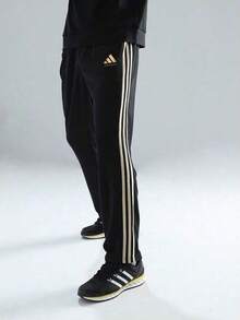 Adidas 阿迪达斯男士宽松休闲百搭直筒运动裤 - 黑色 - 查看 1