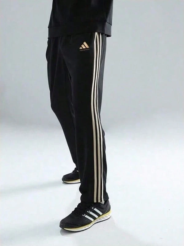 Adidas 阿迪达斯男士宽松休闲百搭直筒运动裤 - 黑色 - 查看 1