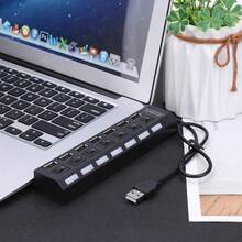 7-Port USB 2.0 Hub, 480Mbps 7 Port USB Hub No Conflict Plug & Play 7 Port USB 2.0 Hub For MousePrinterScanner - Xem 5