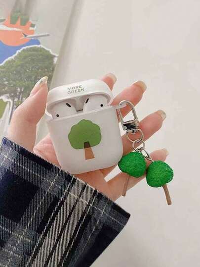 1 ชิ้น ต้นไม้สีขาวด้านขนาดเล็ก + จี้, เหมาะสำหรับเคสหูฟังไร้สายบลูทูธ Apple Pro 1/2/3, เคสซิลิโคนนิ่มลายน่ารักสำหรับ Airpods Pro 2/4