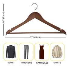 Wooden Hangers 90 PackWooden Clothes Hanger for Daily Used Heavy Duty Wood Hangers with Pant Bar and Precisely Cut Notches Premium Hanger for Heavy Coats Shirts Suits Dresses Walnut - Nuez - Ver 3