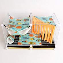 4pcs Sugar Glider Double-Deck Hammock Hideaway Tunnel Pad Set, Suitable For Small Pets Like Hamsters, Rabbits, Sugar Gliders, Guinea Pigs, Thin Design For Spring/Summer - Multicolor - View 27
