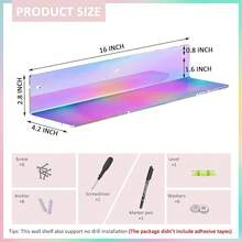 Inches Iridescent Acrylic Shelves, Wall Mounted Organizer Shelves For Bedroom, Clear Wall Storage Shelves For Cosmetics, Skincare, Router, Doll, Toiletries, Helmets, 2 Pack - Iridescent - 查看 3