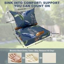 Outdoor Deep Seat Cushions Waterproof Patio Seat And Back Cushion Set, Fade-Resistant Seasonal Chair Cushion With Removable Cover For Dining Arm Chairs, Wicker Chairs And Garden Furniture Sofa Chair Cushion Set Decoration For Outdoor Garden, Deck, Porch, Patio Furniture - 霧霾藍 - 查看 2