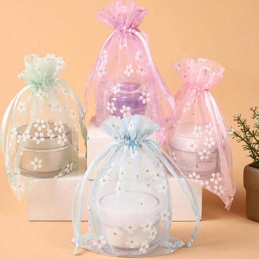 5/10/20pcs Printed Drawstring Pouches, Jewelry Gift Storage Bags, Fragrance Empty Sachets, Food Packaging Bags - View 1