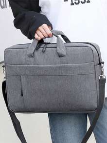 Men's Minimalist Briefcase, Convenient Classic Retro One Shoulder Messenger Bag For Office, Travel - Multicolor - View 7