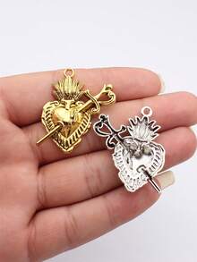 5pcs 41x32mm Gothic Sword Heart Charms Pendant For DIY Jewelry Making Necklace Keychain Phone Chain Bracelet Making Accessories Handmade Craft Making Findings - Gothic Sword Heart - View 1