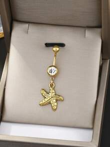 1pc Stainless Steel Starfish Navel Piercing, Beach & Vacation Daily Wear (No Gift Box) - Starfish - View 5