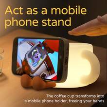 Đèn cốc cà phê bằng silicon mềm, có thể sạc lại, điều chỉnh độ sáng và hẹn giờ, đèn trang trí dễ thương, thích hợp làm quà tặng cho bé trai và bé gái. - Nhiều màu - Xem 3