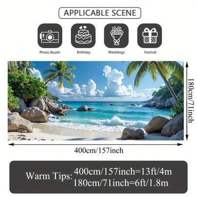 2D平面横幅 超大海洋风景挂毯帆布派对横幅-摄影背景布-适用于室内外派对横幅、节日派对、家居装饰和影棚道具、车库门悬挂装饰、2D平面图案。多种款式和尺寸可供选择。