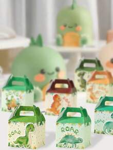 8 hộp quà hình khủng long kèm sticker hình động vật, 8 hộp kẹo giấy hình khủng long gầm gú, hộp quà giấy hình khủng long kỷ Jura dễ thương có tay cầm, thích hợp làm quà tặng cho tiệc mừng em bé chào đời, tiệc tiết lộ giới tính, tiệc sinh nhật, hộp đựng quà, đồ dùng cho tiệc sinh nhật lần thứ nhất. - Khủng long - Xem 7