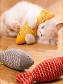 Catnip Fish-Shaped Cat Plush Toy, Interactive Chew And Bite Toy With Textured Fabric, Cat Tuna Toy For Kitten Play, Perfect Holiday Gift For Cat Owners, Festive Pet Enrichment Toy - Burgundy - View 1