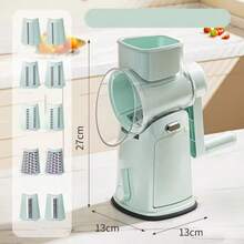 10件套多功能蔬菜切片器，5个刀片，快速切丝，手摇滚筒，适用于厨房家用，可用作土豆刨丝器，必备家居用品 - 彩色 - 查看 8