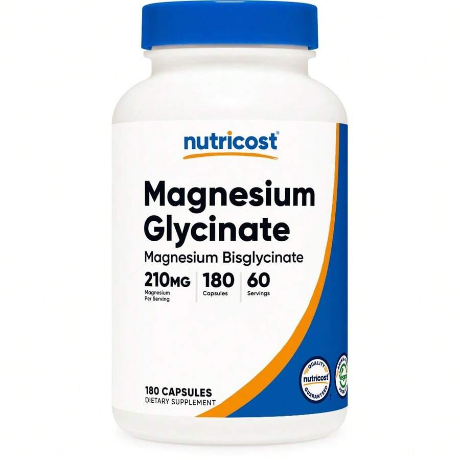 Nutricost Magnesium Glycinate Capsules (180 Capsules, 210 Mg Per Serving) - Magnesium Glycinate Supplement For Gentle Absorption - 180 Count (Pack of 1) - 查看 1