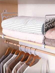 Bộ 2 vách ngăn tủ quần áo thiết kế lượn sóng, không cần khoan, dụng cụ sắp xếp quần áo bằng nhựa phù hợp cho quần áo gấp gọn, khăn tắm, chăn mền, tuyệt vời cho phòng ngủ, tủ quần áo, bàn trang điểm, tủ đựng đồ, phòng giặt, phụ kiện lưu trữ tiết kiệm không gian. - Nhiều màu - Xem 2