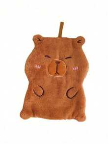 1Pc Minimalist Classic Capybara Coral Fleece Hand Towel - Hanging Design, Thickened, Lint-Free & Highly Absorbent Soft Towel For Home, Kitchen, Bathroom, Travel, Picnic & Dorm Room | Perfect Gift For Students, Couples, Friends & Loved Ones - Brown - View 8