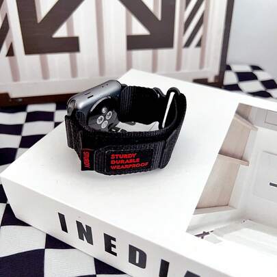 Nylon Canvas Watch Band Compatible With Apple Series 1-10, High-Quality Nylon Loop Hook And Loop Strap, 46mm