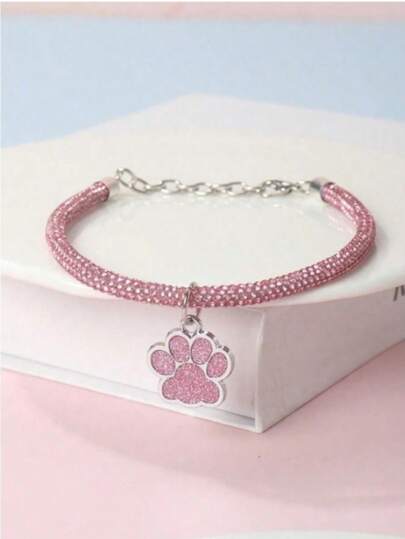 Collar con colgante con huella de pata, adecuado para que lo usen gatos y perros, también adecuado para uso en el hogar o al aire libre para mascotas