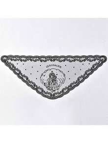 1件装女士新款3D植绒提花波浪边人像三角围巾，优雅教堂/婚礼圣母玛利亚面纱，头巾，时尚百搭透气祈祷披肩 - 彩色 - 查看 7